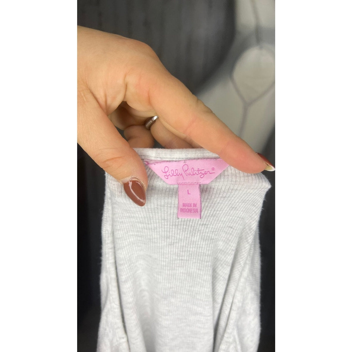 Lilly Pulitzer Women's Gray V-Neck Cardigan & Tank Top Set Size Large