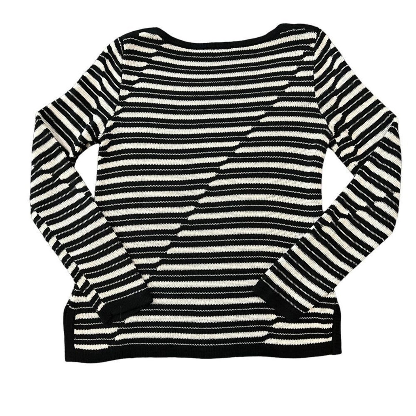 Pendleton Sweater Womens Size Medium Black & White Striped Knit Pullover Boat