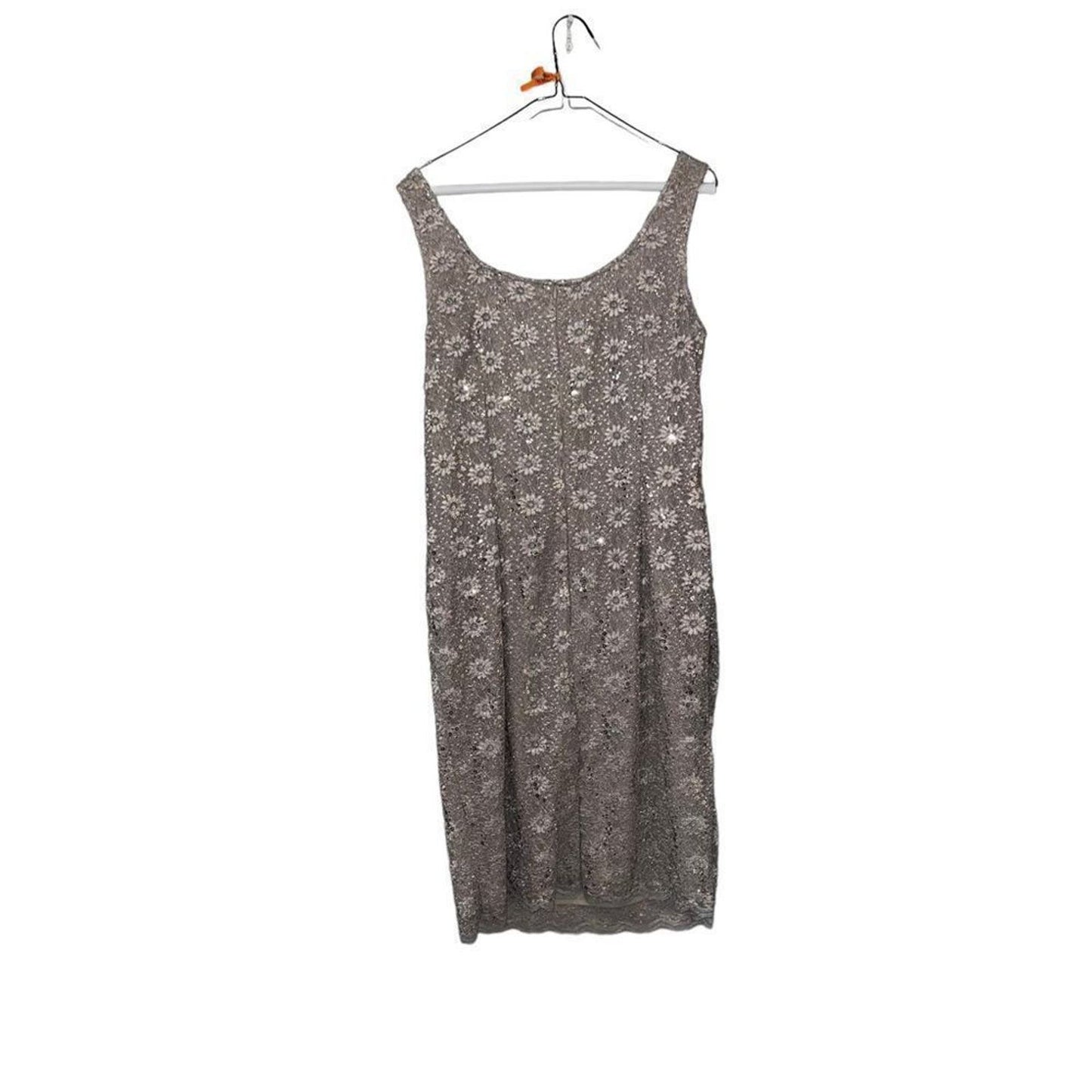 Alex Evenings Sequins Tiered Gold Bridal Cocktail Dress Sleeveless Size 14