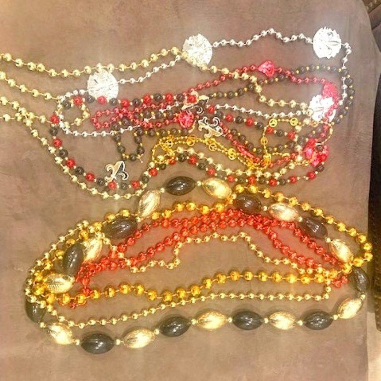 16 Gold/red/black Mardi Gras/Homecoming Beads