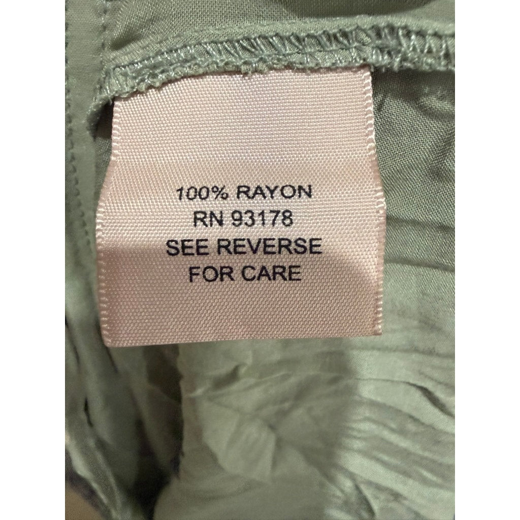 NWT Philosophy Woman Blouse Womens 2X Sage Green Tunic V-Neck Roll Tab Sleeves