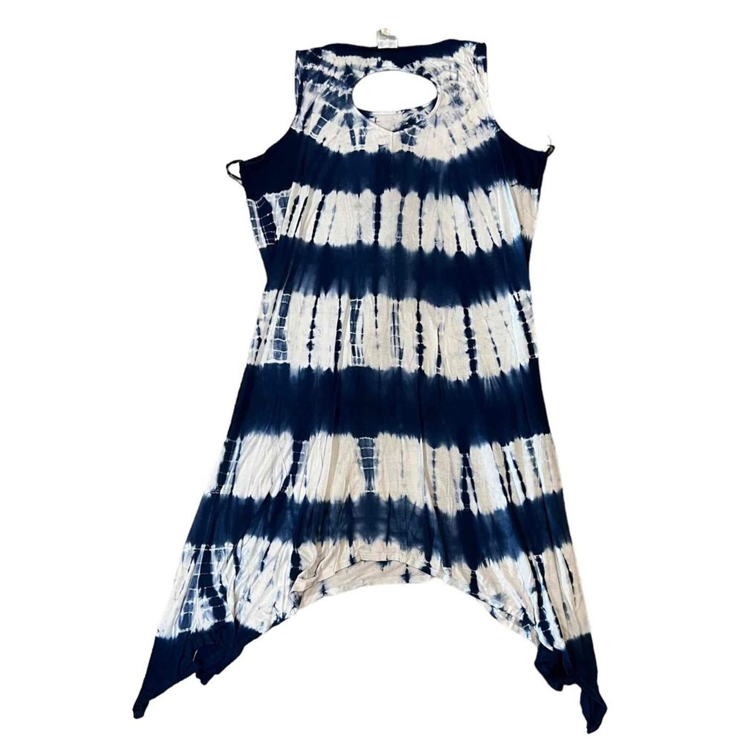 Sundays Sleeveless Mock Neck Tie-Dye Pattern High-Low Dress Size Plus XXL