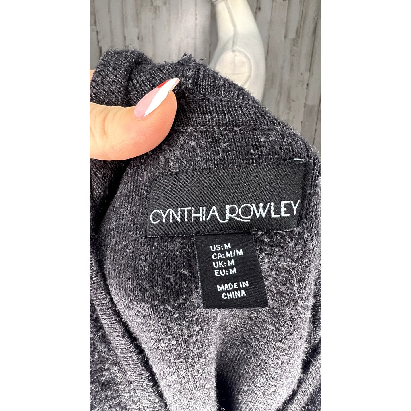 Cynthia Rowley Women's Medium Gray Hooded Full-Zip Cardigan Sweater