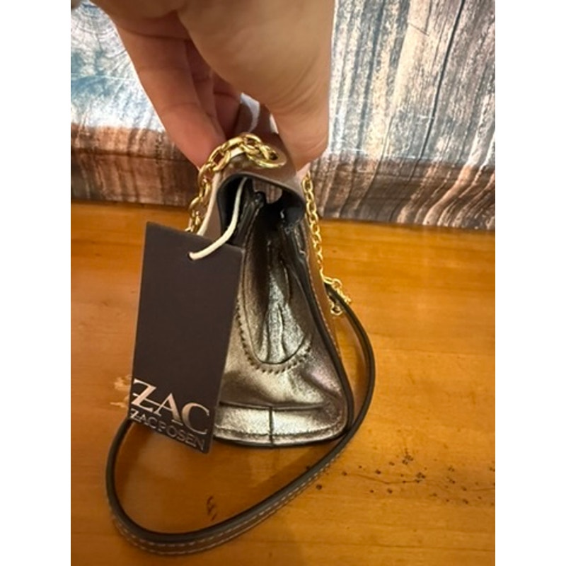 NWT Zac Posen Eartha Mini Chain Crossbody Bag Shale Gold Hardware