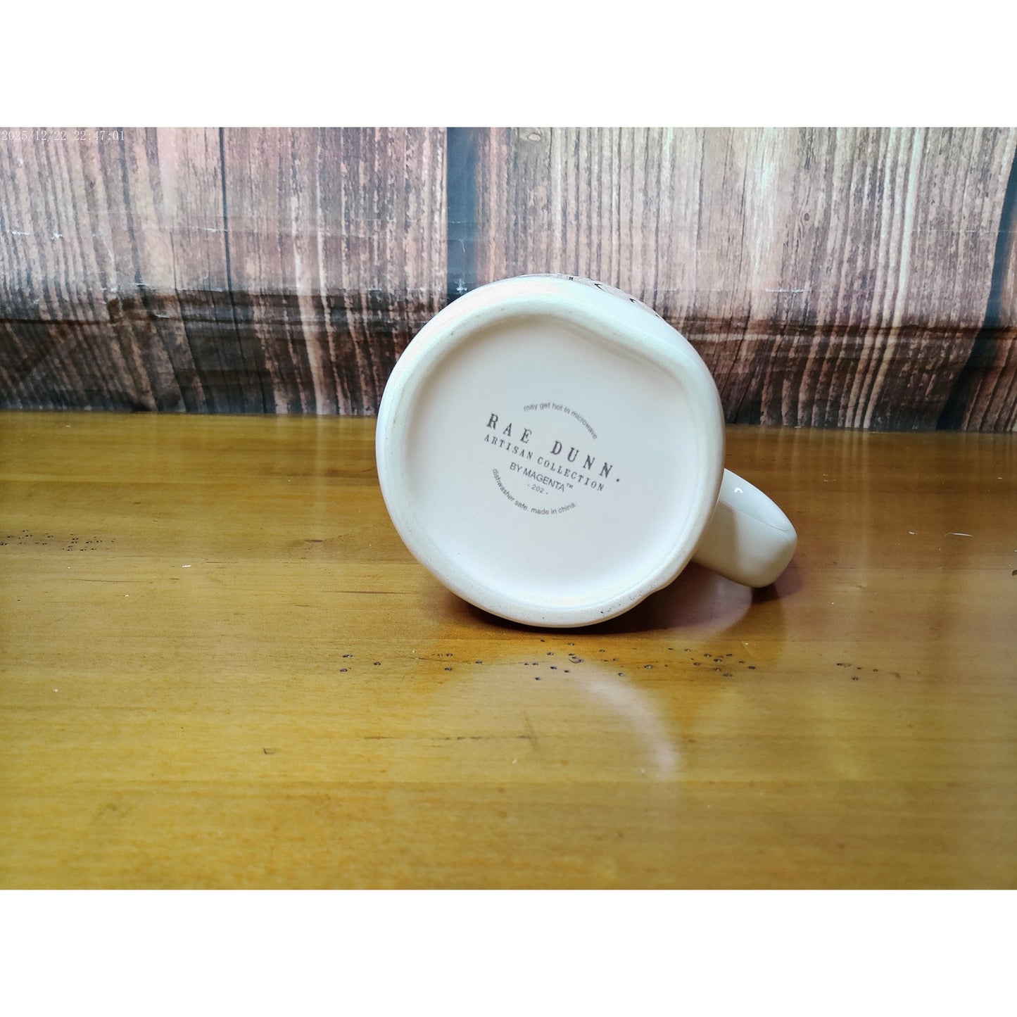 Rae Dunn BUNNY KISSES Mug White w/ Light Blue Interior