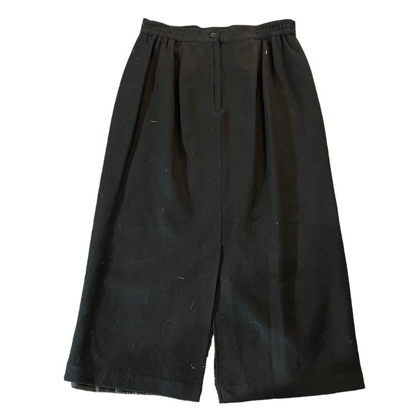 Sag Harbor Petite Skirt Womens 12P Black Wool Midi Pencil Lined Pleated Back