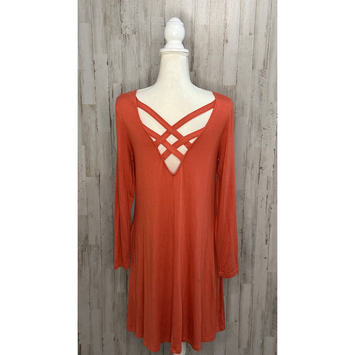 NWT Simply Southern Women's Orange Cross Back Knee Length Dress Size Small