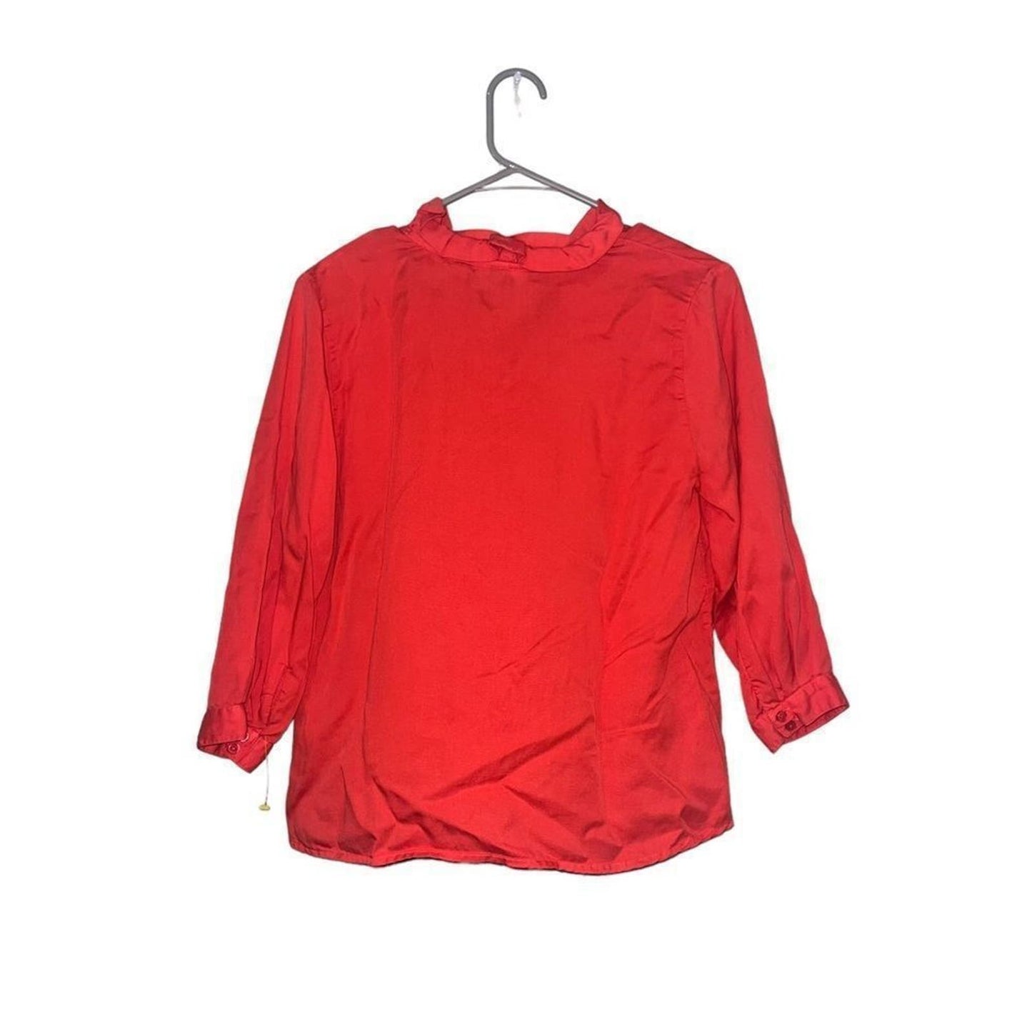 Crown & Ivy Red Blouse with Ruffled V Neck Collar