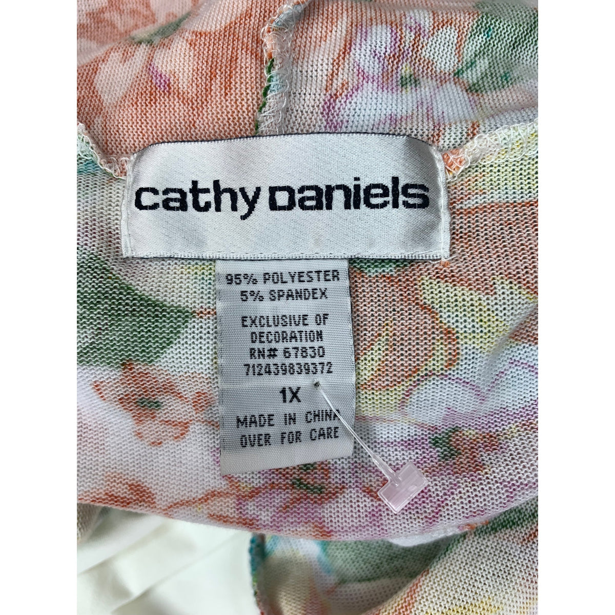 Cathy Daniels Top Womens Plus 1X Multicolor Floral Open Front Tunic