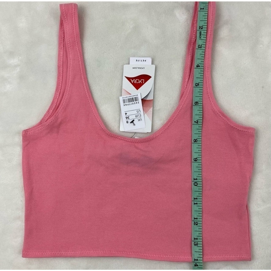 NWT Topshop Women's Pink Scoop Neck Crop Tank Top Size 4 Sleeveless Casual