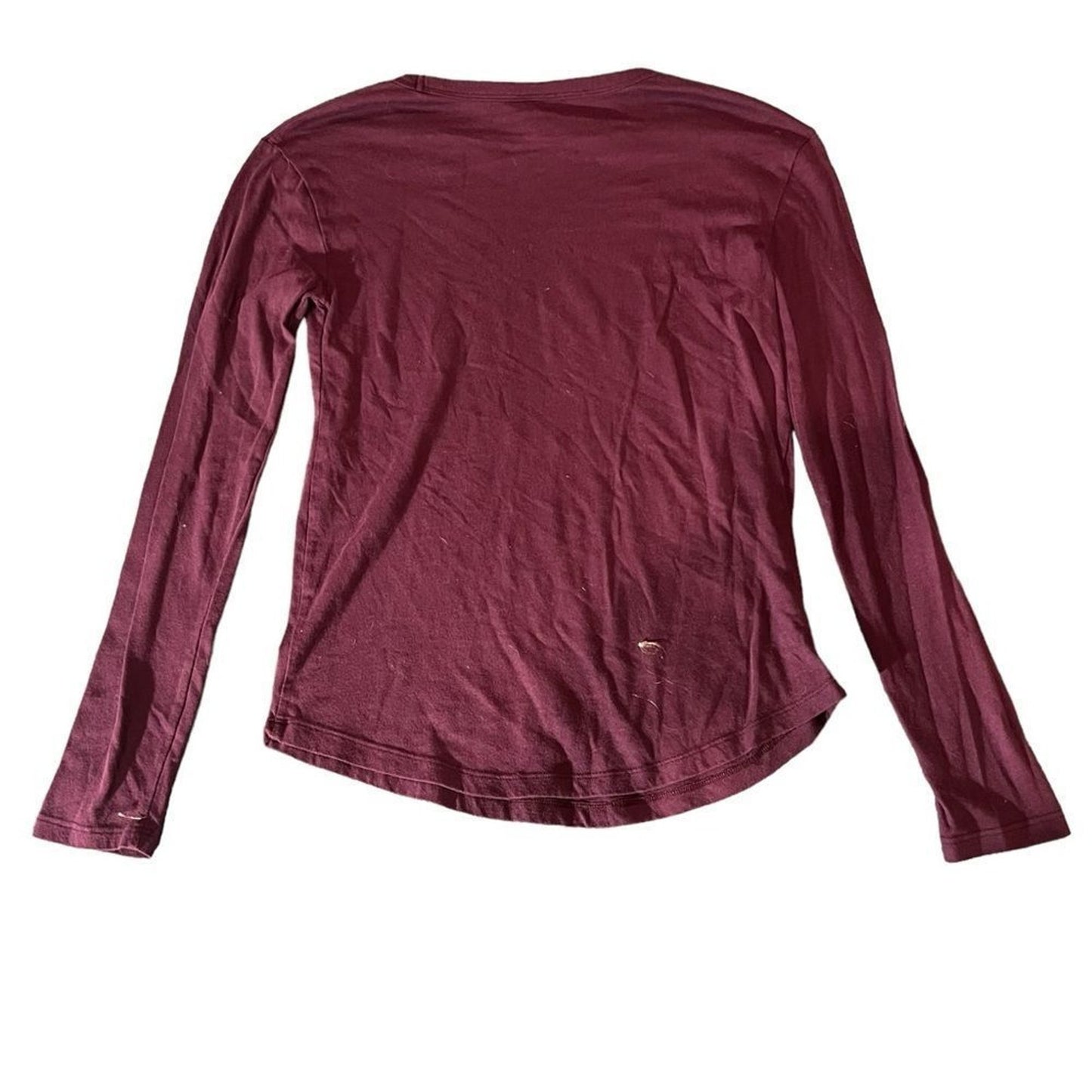 Victoria's Secret PINK T-Shirt Womens XS Burgundy Maroon Long Sleeve Logo