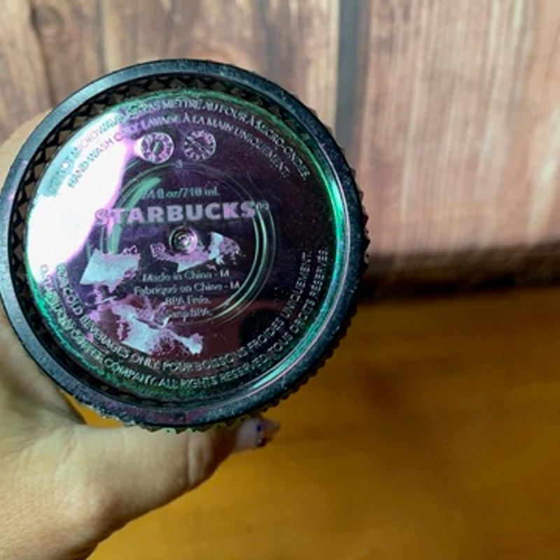 Starbucks Cold Cup Tumbler 24oz Oil Slick Iridescent w/Lid NO STARW