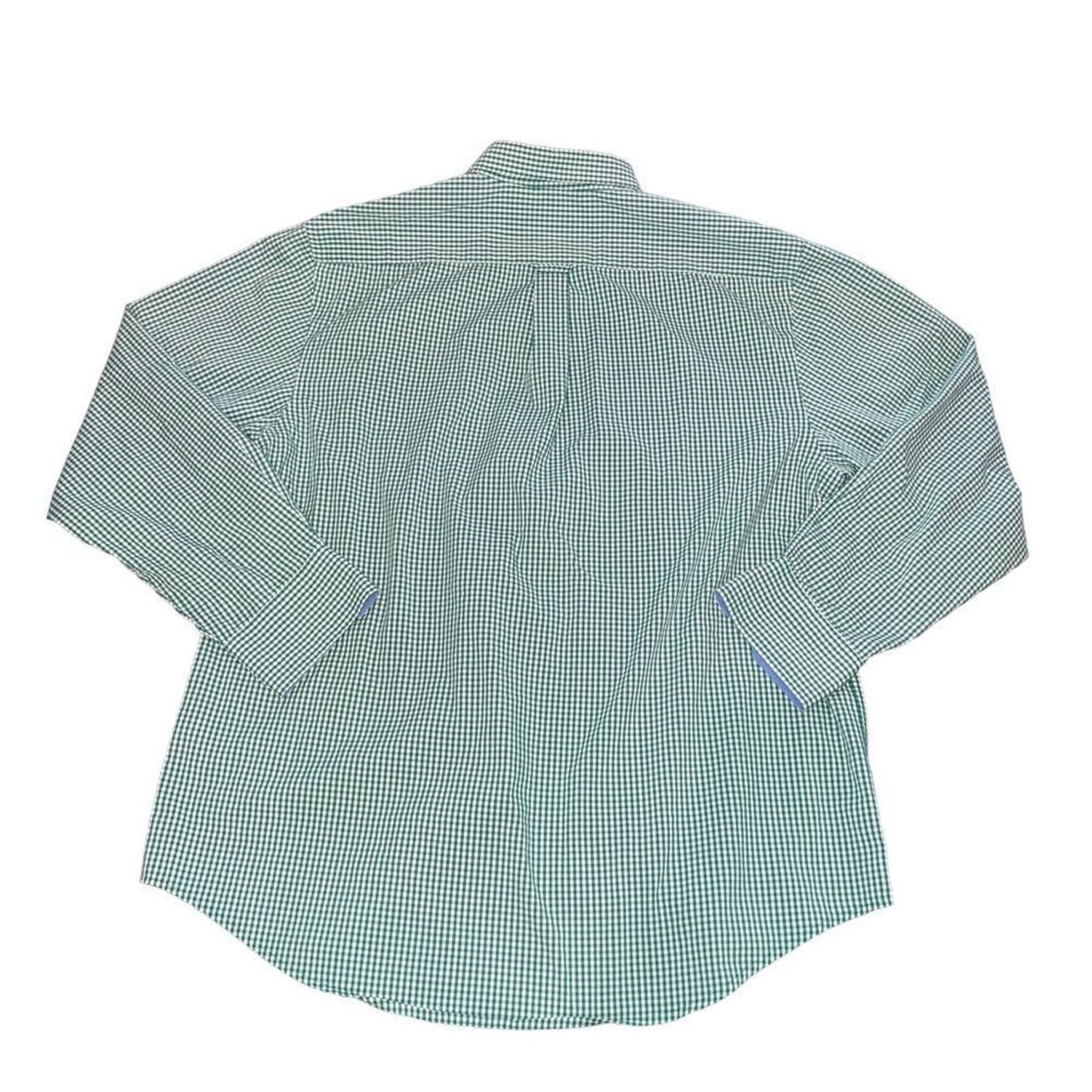 Izod Men's Green and White Plaid Long Sleeve Button Down Size Large