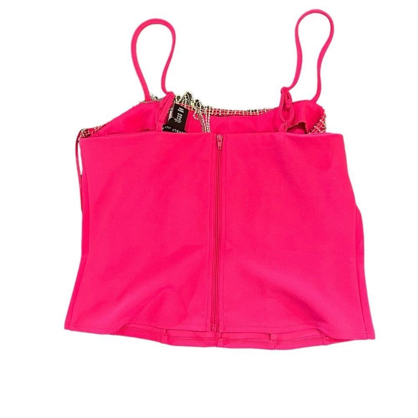 NWT Sincerely Jules Pink Corset Tank Top with Dangle Rhinestones Size Medium