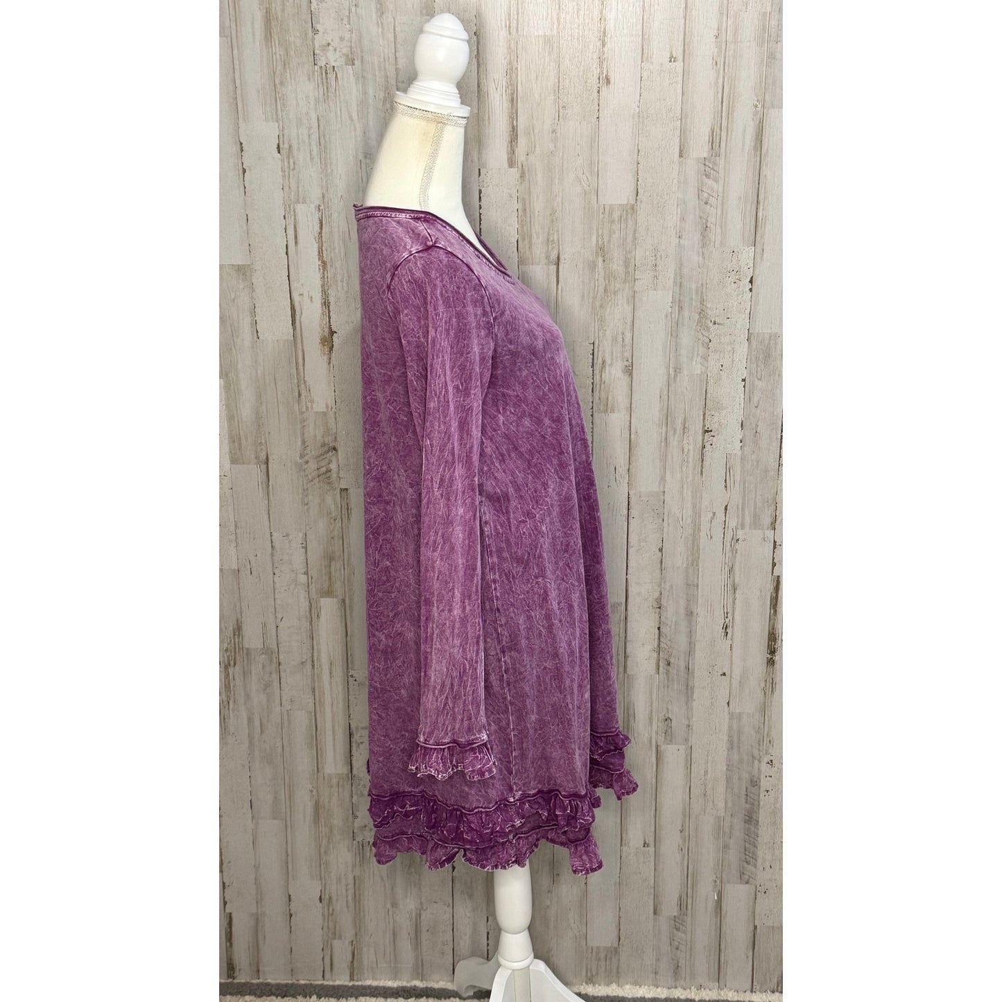 Altar'd State Women's Medium Purple Long Sleeve Ruffle A-Line Dress