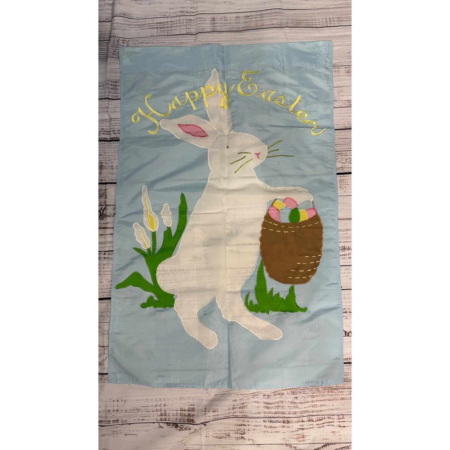 Briarwood Lane Easter Bunny Garden Flag with Basket & Tulips