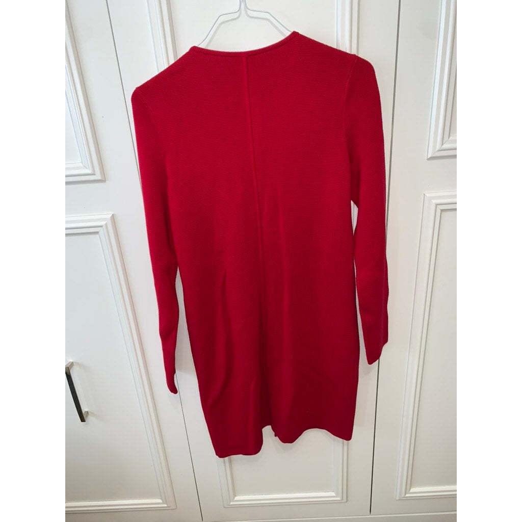 NWT Talbots Women's Red Full Zip Sweater Dress Knee Length Size Medium