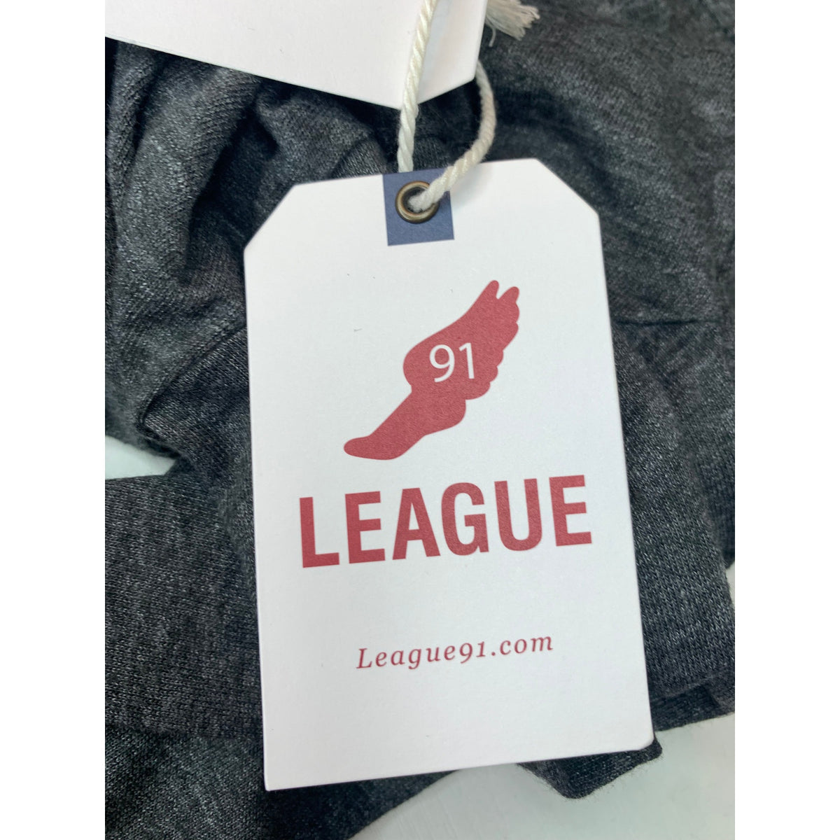 NWT League 91 House of Flynn T-Shirt Men's Large Heather Gray Graphic Logo Crew