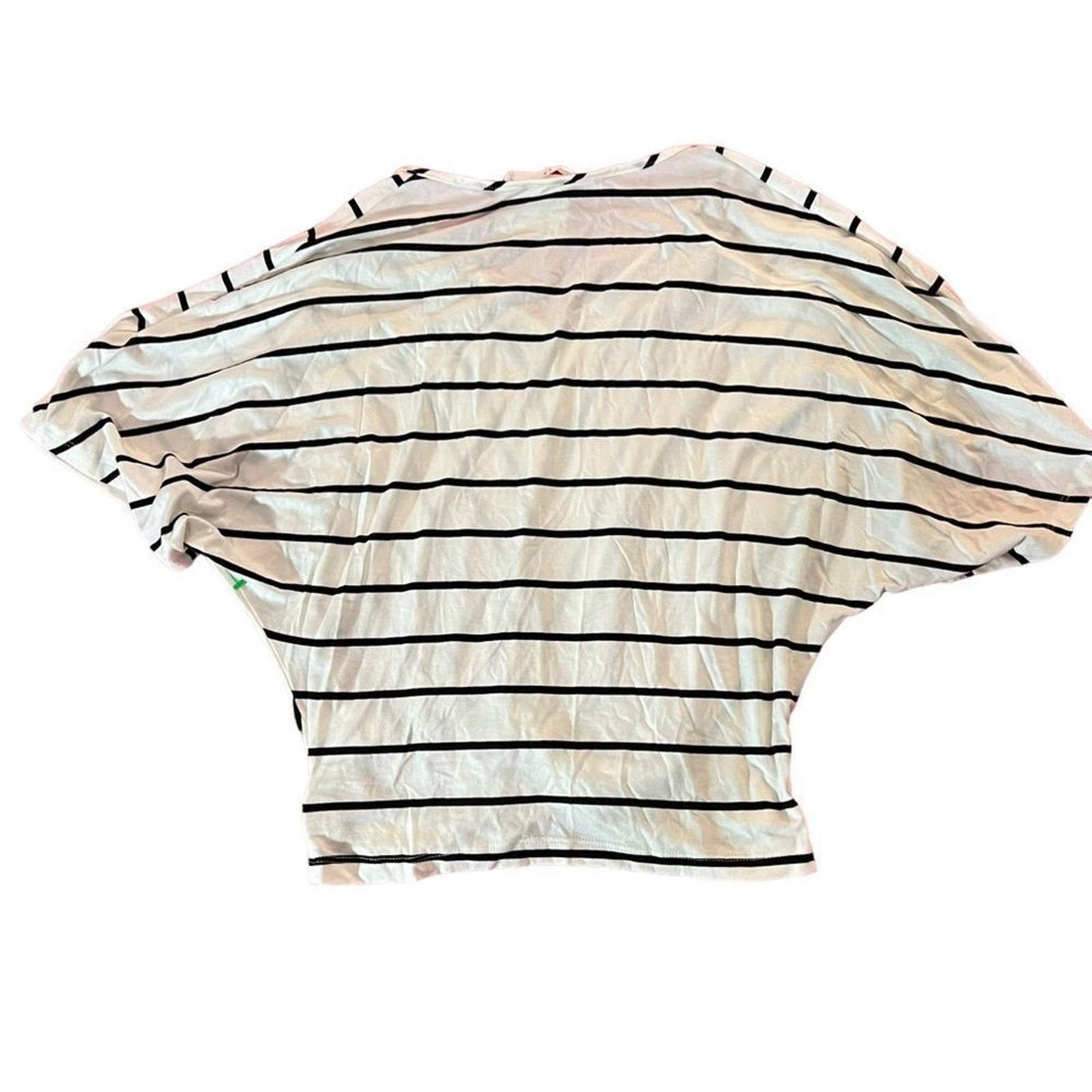 NWT Lush Short Sleeve Black & White Striped Twisted Tie Crop Top Size Small