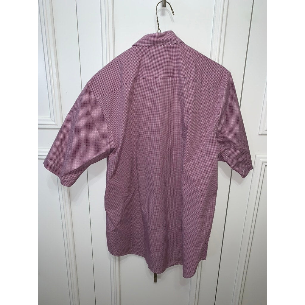NWT TAILORBYRD Collection Men's Medium Red Check Short Sleeve Button-Up Shirt