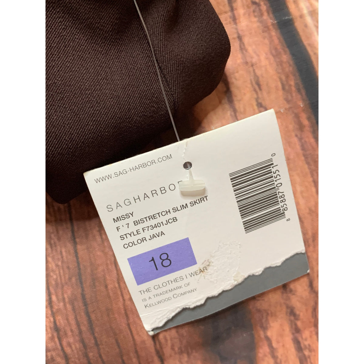 NWT Sag Harbor Skirt Womens Size 18 Brown Java Stretch Pencil Midi Pull-On