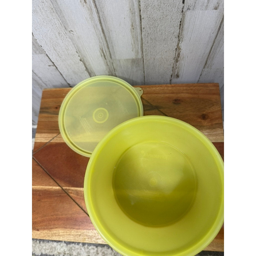 Vintage Yellow Tupperware Round Food Storage Container with Lid