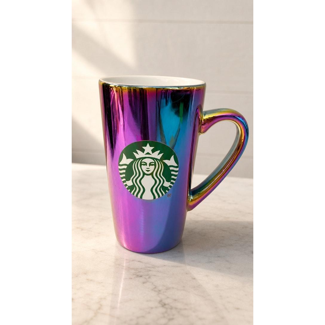 Starbucks 2022 Holiday Iridescent Rainbow Holographic Mug 16 oz Tall