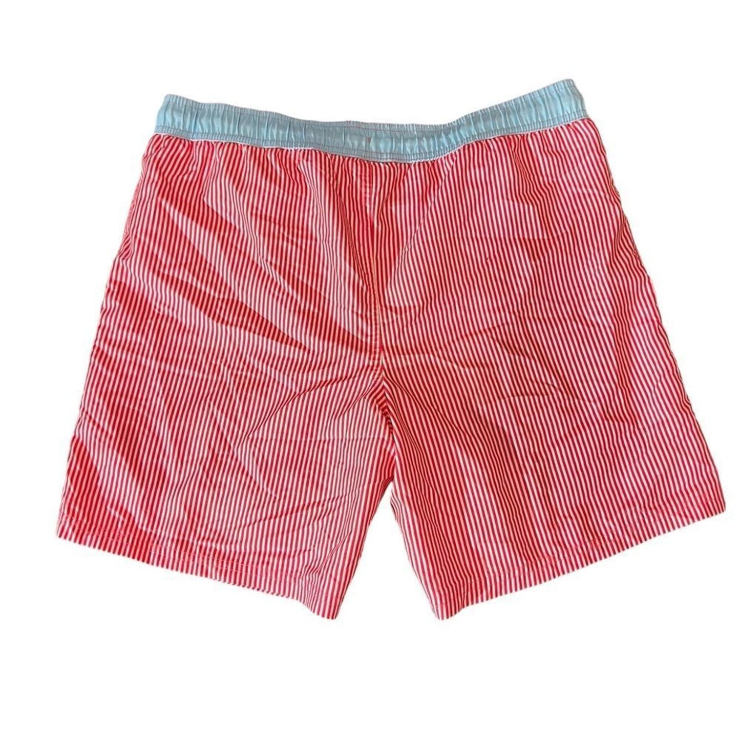 PGA TOUR Mens Board Shorts Swim Trunks Size Large Red White Stripe Blue Waist