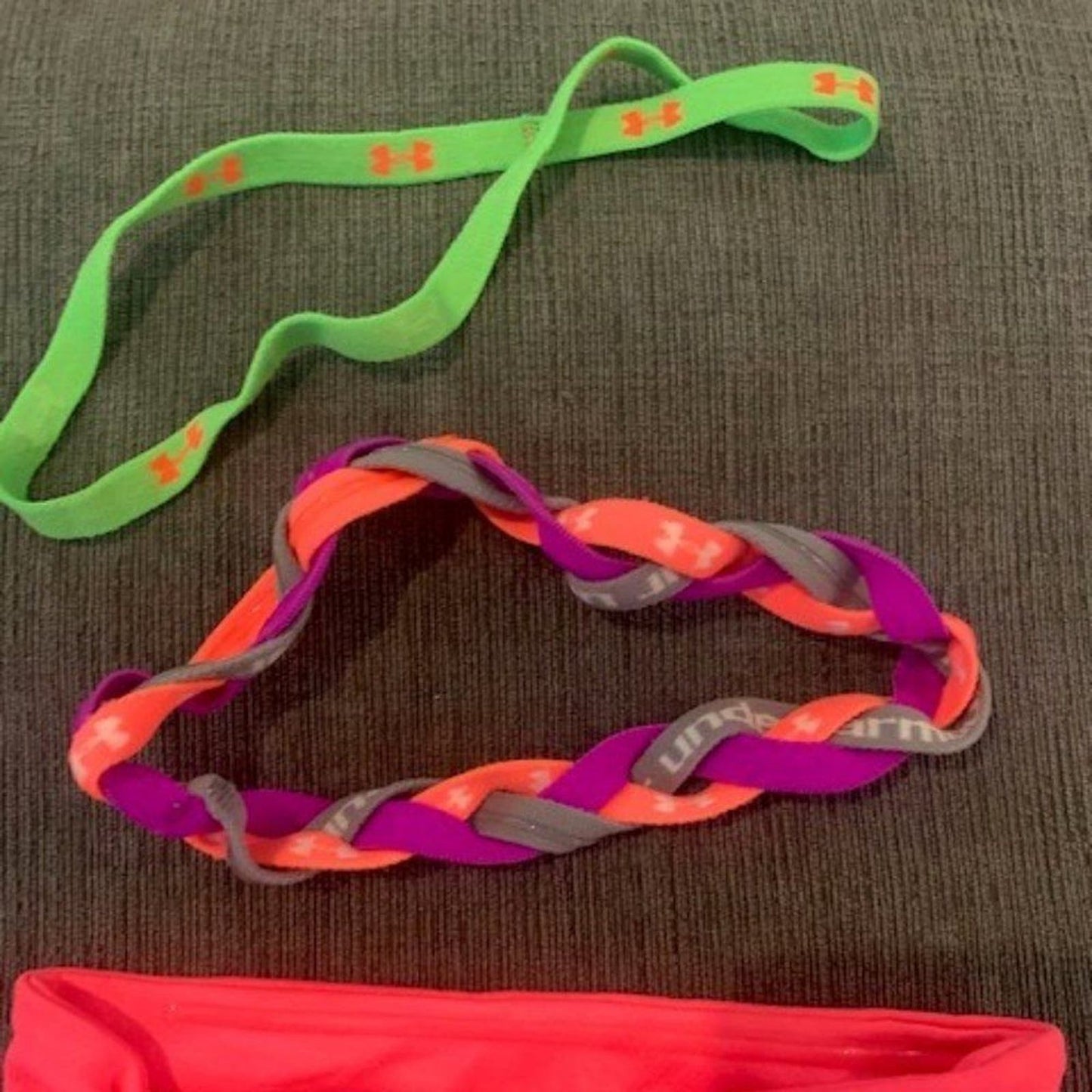 Set 3 Under Armour pink/green head bands