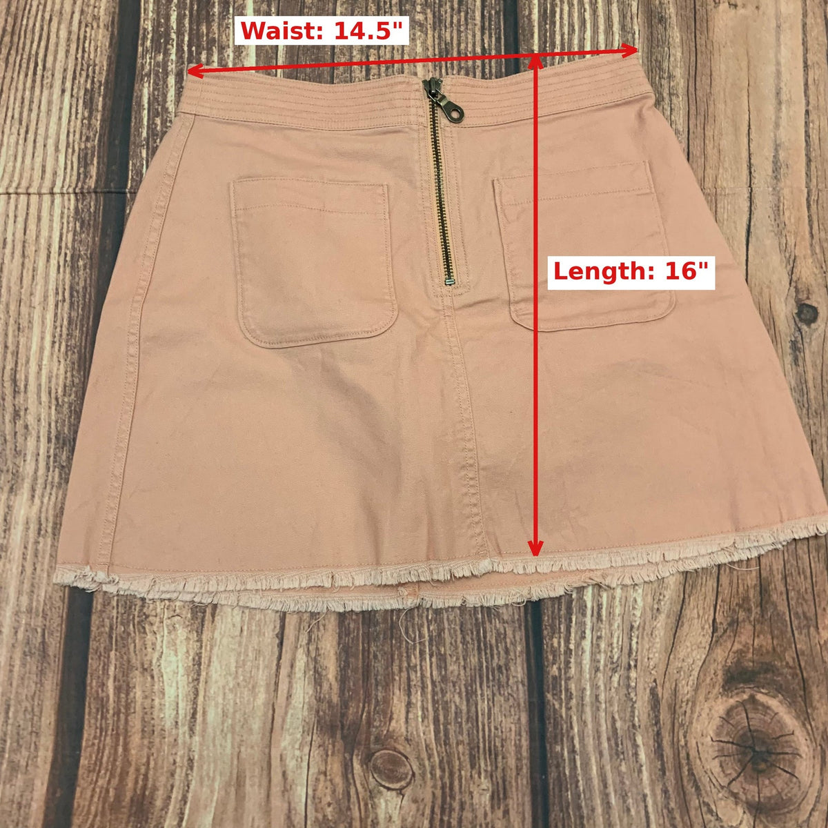 Madewell Peach Denim A-Line Frayed Hem Mini Skirt Size 4