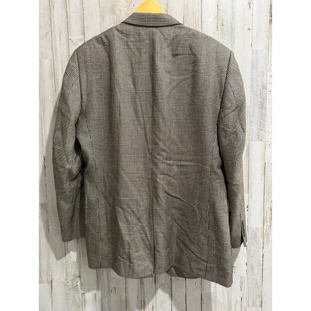 Jos. A. Bank Sport Coat Blazer Mens 44R Glen Plaid Black White Gray