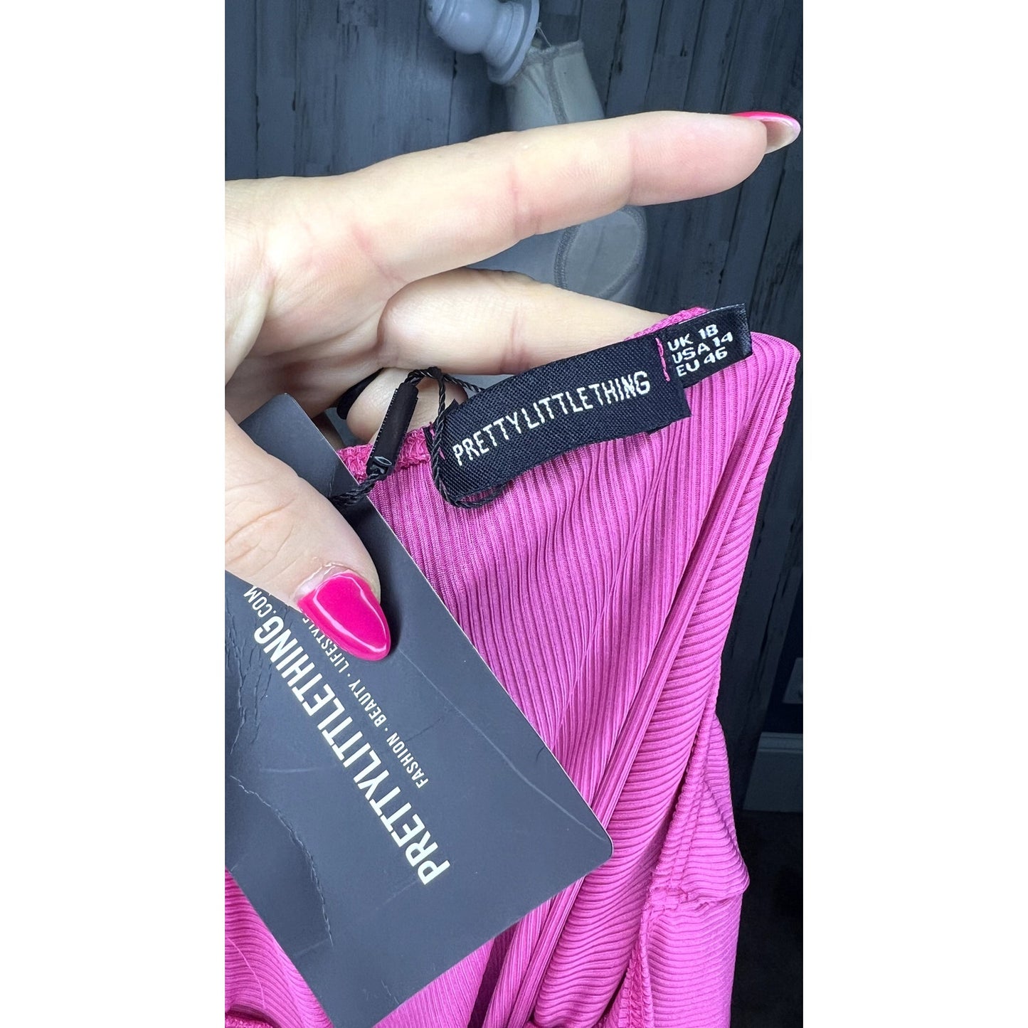 NWT PrettyLittleThing Women's 14 Pink Triple Cut Out Halterneck Bodycon Dress