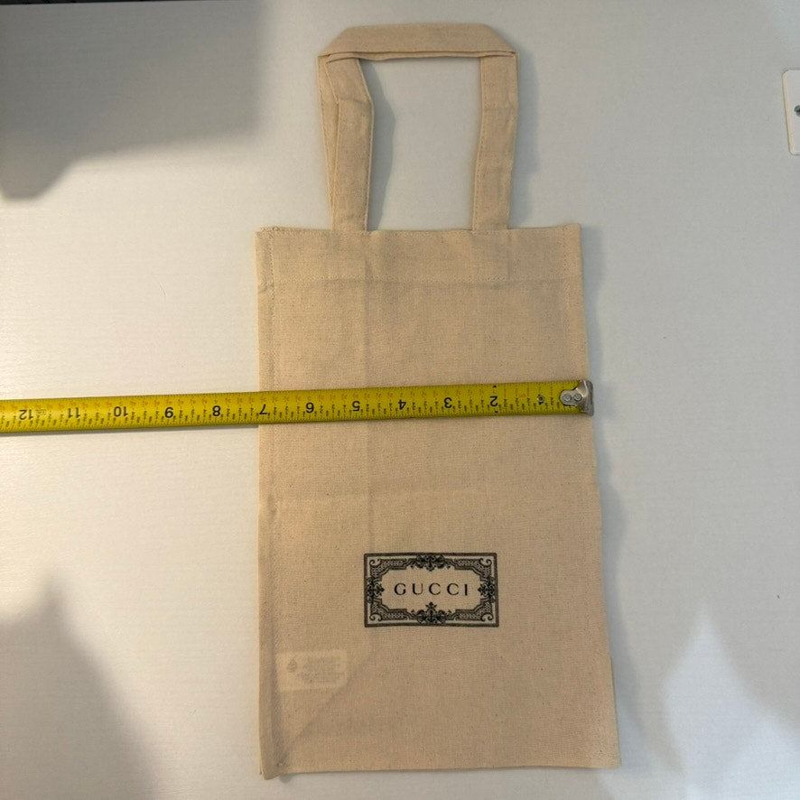 Gucci Tote Bag Womens Beige Logo Print Shopping Bag 11x7 Double Handles