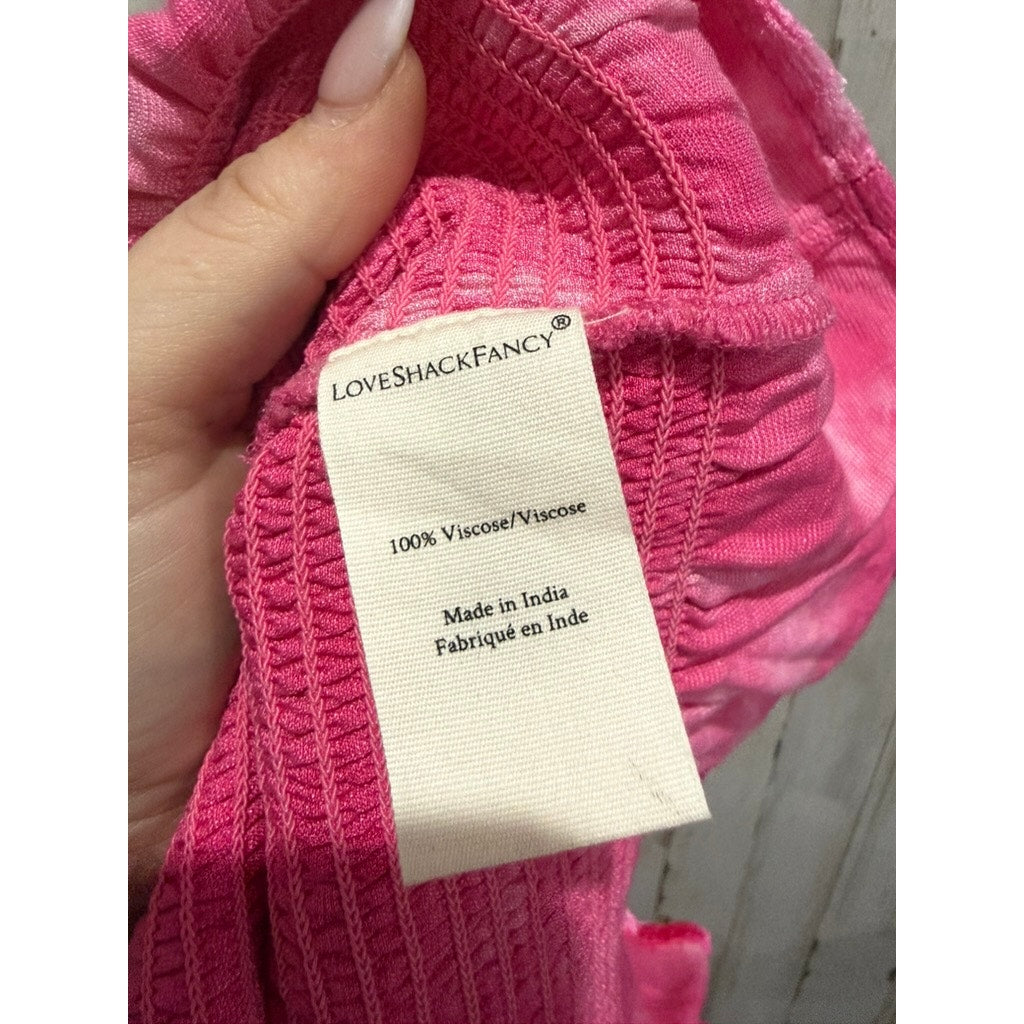 LoveShackFancy Evan Pink Tie Dye Velvet Mini Dress Size Medium