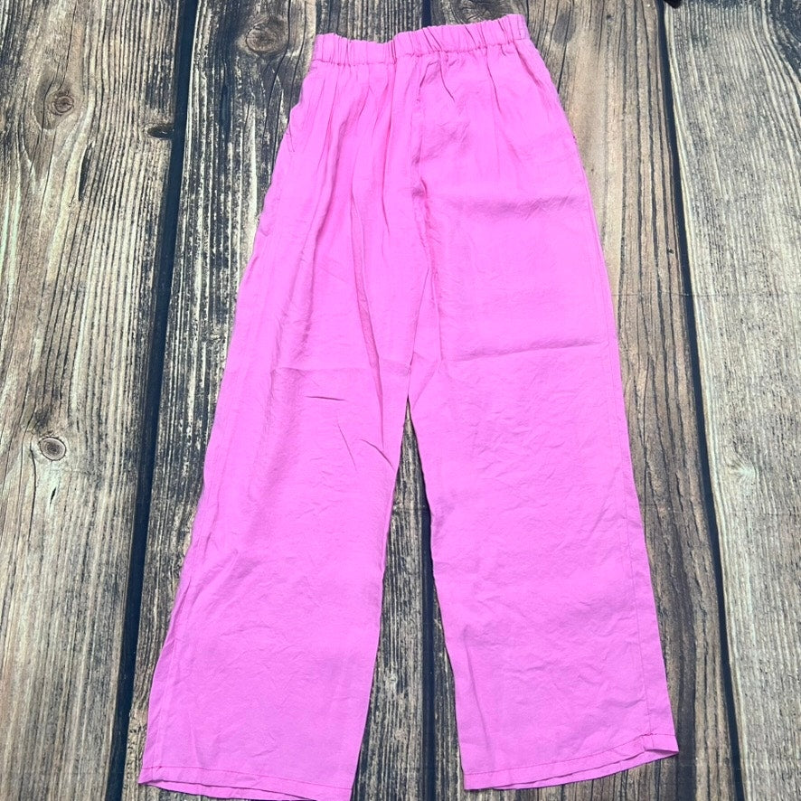 NWT Zara Kid's Pink High Waist Wide Leg Trousers Size 13-14 Casual