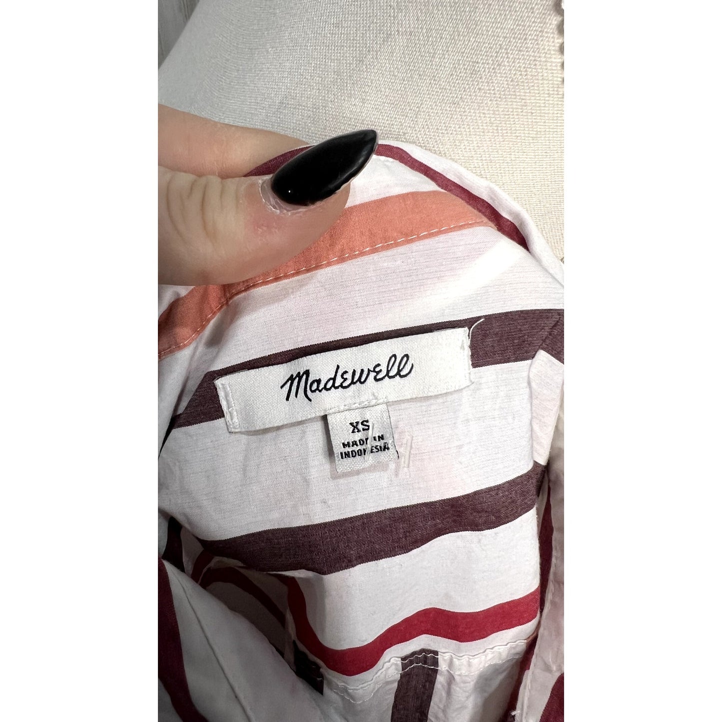 Madewell Women's XS Striped Button-Up Shirt Long Sleeve Casual Relaxed Fit