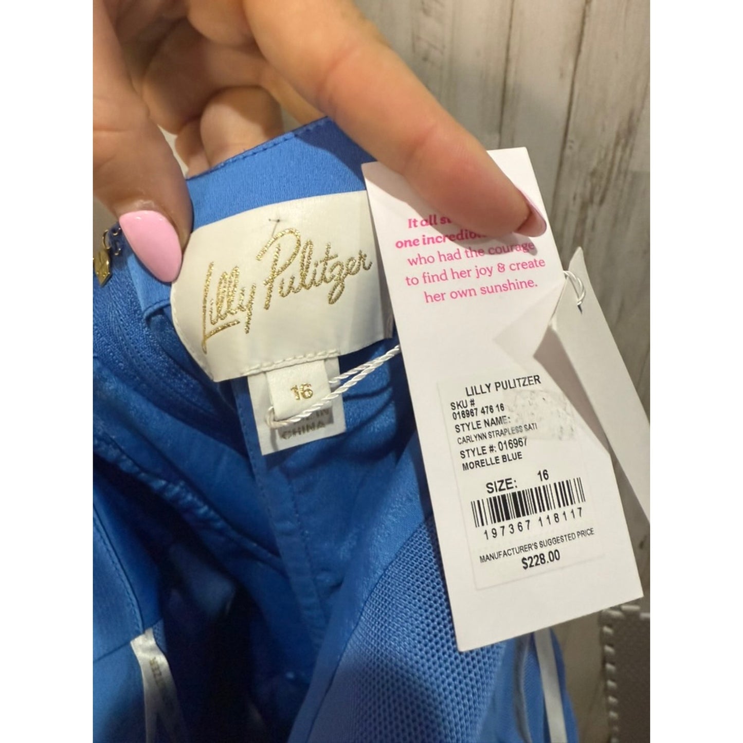 NWT Lilly Pulitzer Women's Carlynn Strapless Bow Satin Dress Blue Size 16