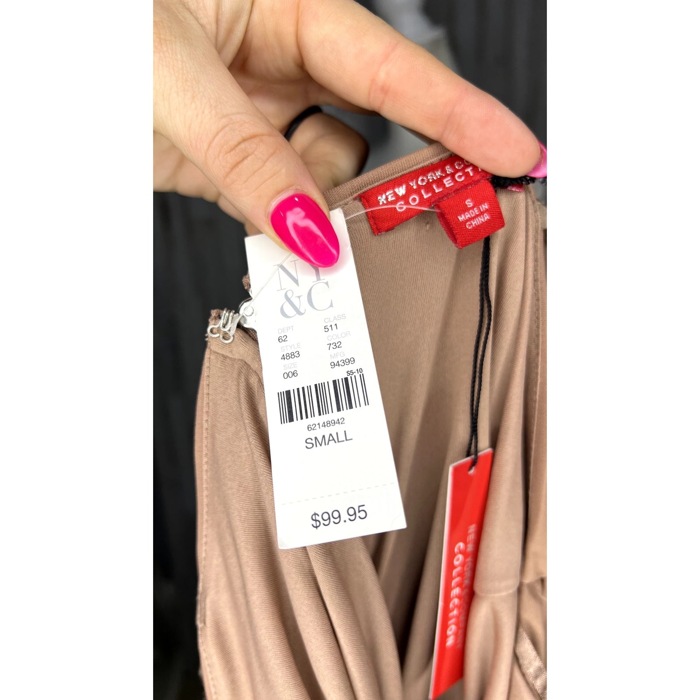 NWT New York & Co Women's Brown Ruched Bodycon Dress Size Small Party Cocktail
