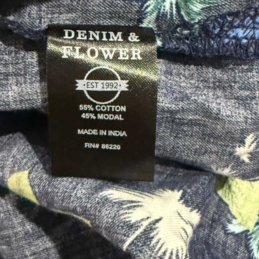 Denim & Flower Men's XL Floral Hawaiian Shirt Short Sleeve Casual