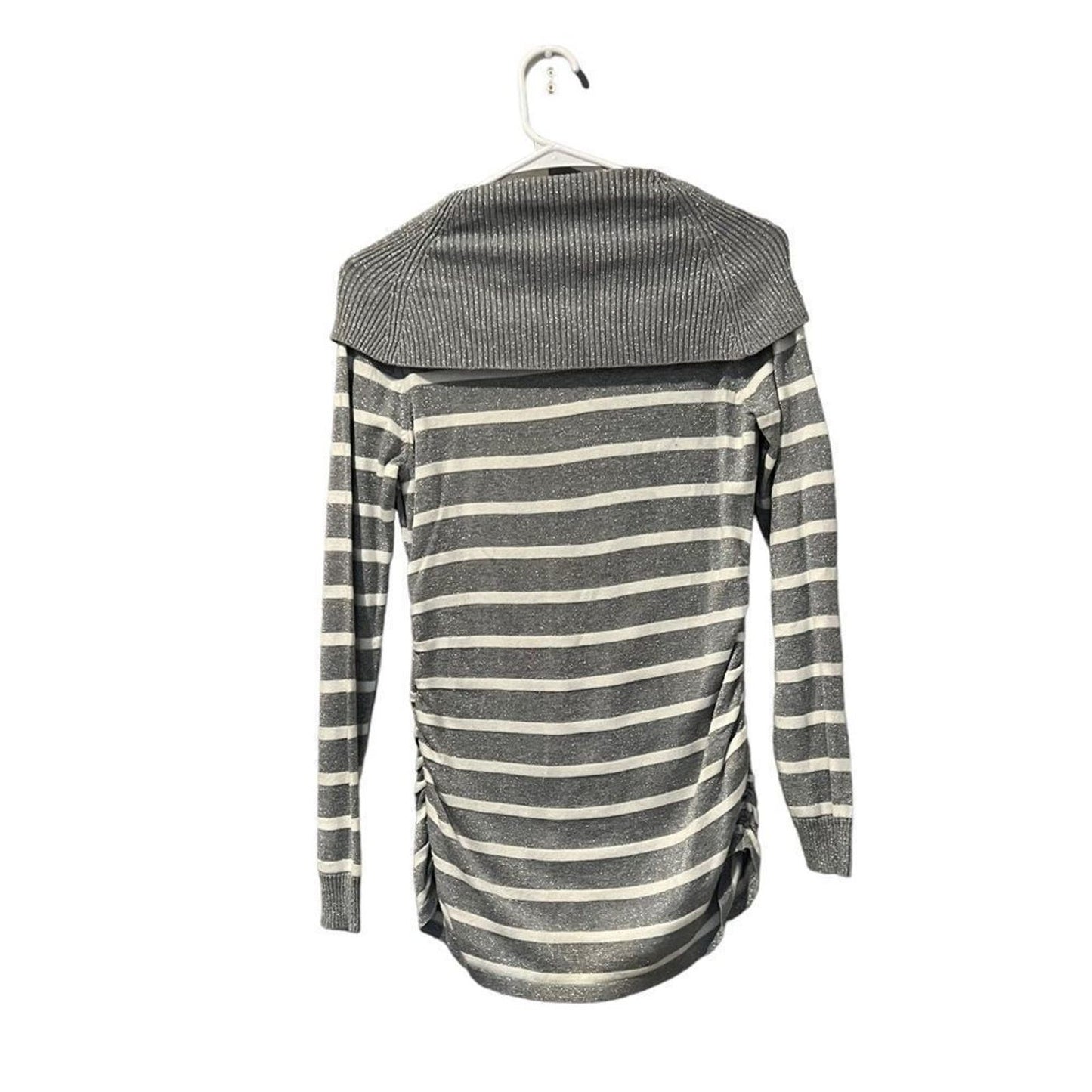 Michael Kors Metalic Silver and White Cowlneck Rouch Sweater Size Medium