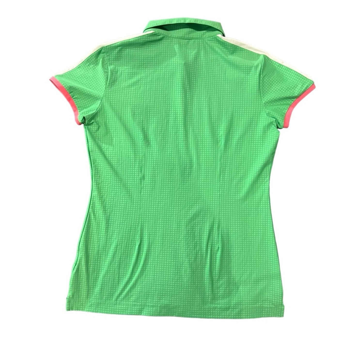 Nike Golf Polo Shirt Womens Size Small Green Textured Dri-FIT Pink Trim