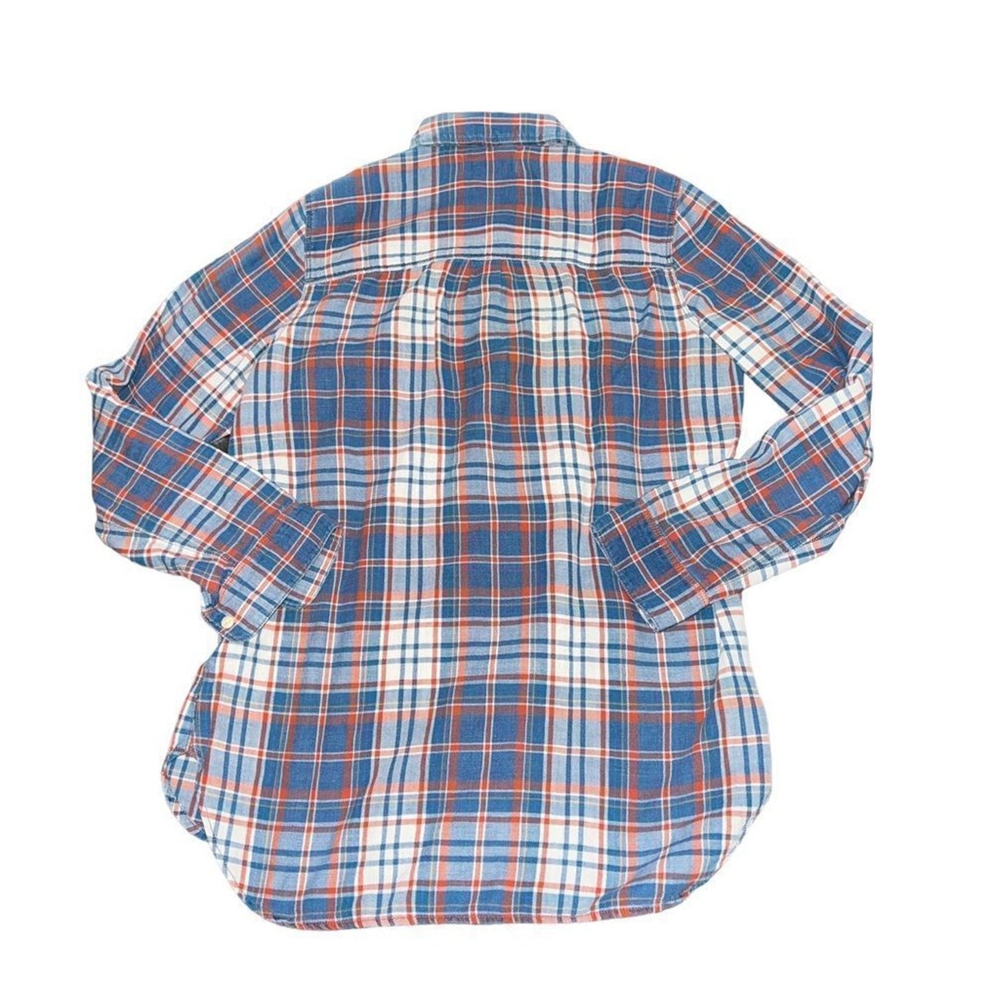 Madewell Button-Up Shirt Womens Size Small Plaid Long Sleeve Blue Orange White