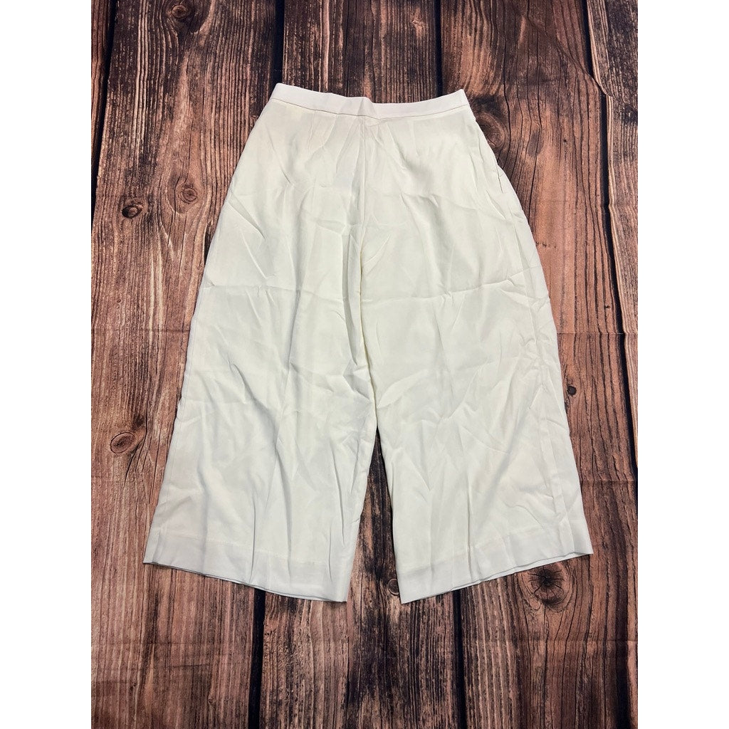 NWT Banana Republic Women's Wide-Leg Cropped Trousers Size 8 Petite Ivory Pants