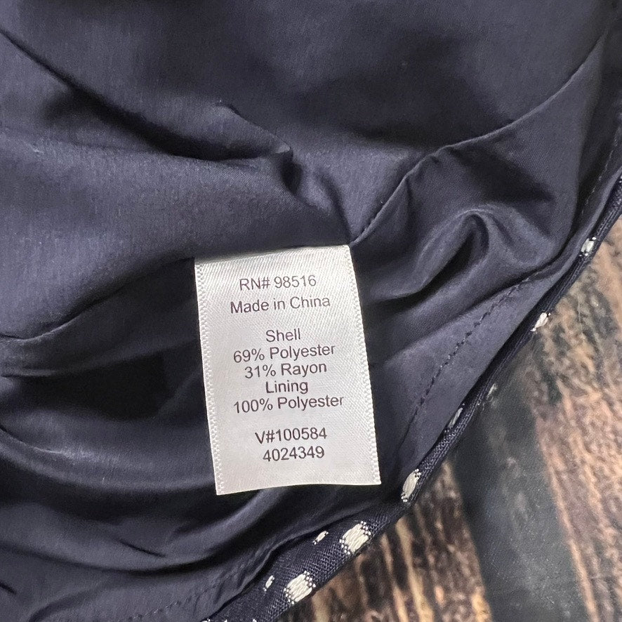 NWT Coldwater Creek Women's Size 4 Navy Polka Dot Pencil Skirt Knee Length