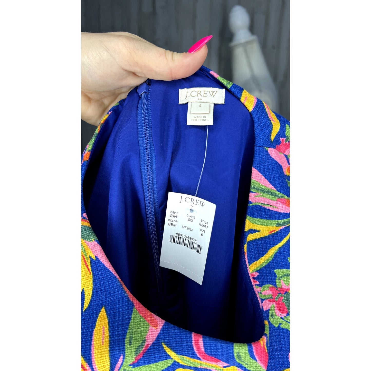 NWT J.CREW Women's Multicolor Botanical Floral Shift Dress Knee Length Size 6