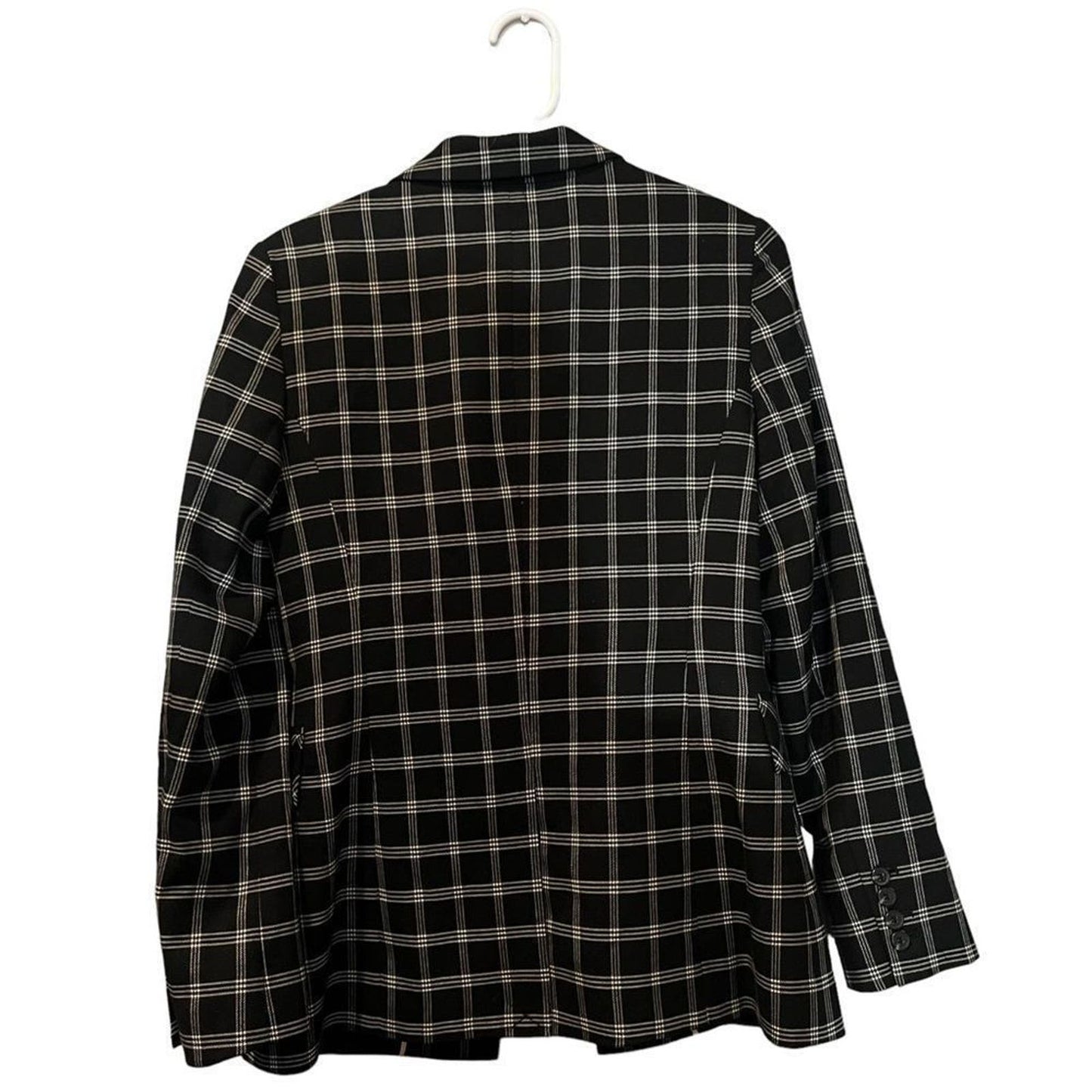 1. State Black & White Windowpane Check Plaid Blazer Size 6
