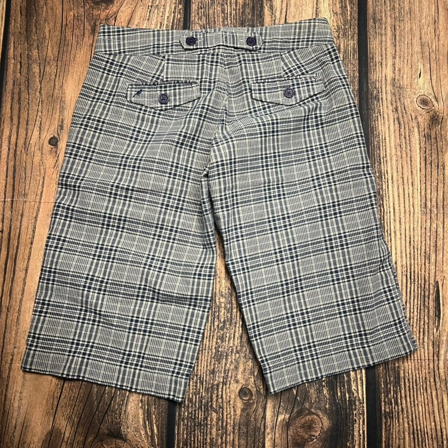 Fossil Women's Plaid Bermuda Shorts Size 8 Gray Checkered Pattern