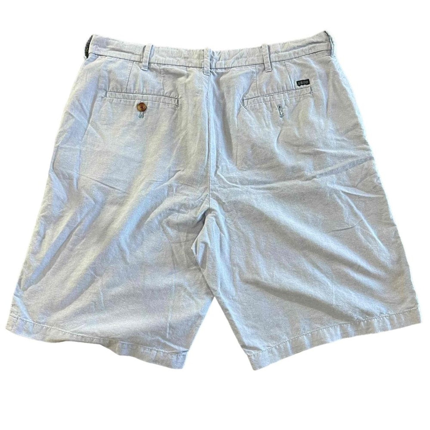 IZOD Chino Shorts Mens Waist 36 Light Blue Flat Front Casual Golf