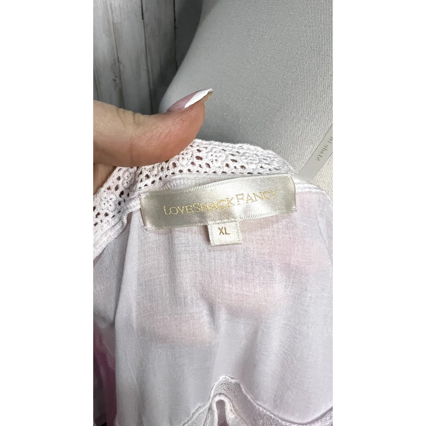 LoveShackFancy Women's XL Pink Eyelet Ruffle Mini Dress