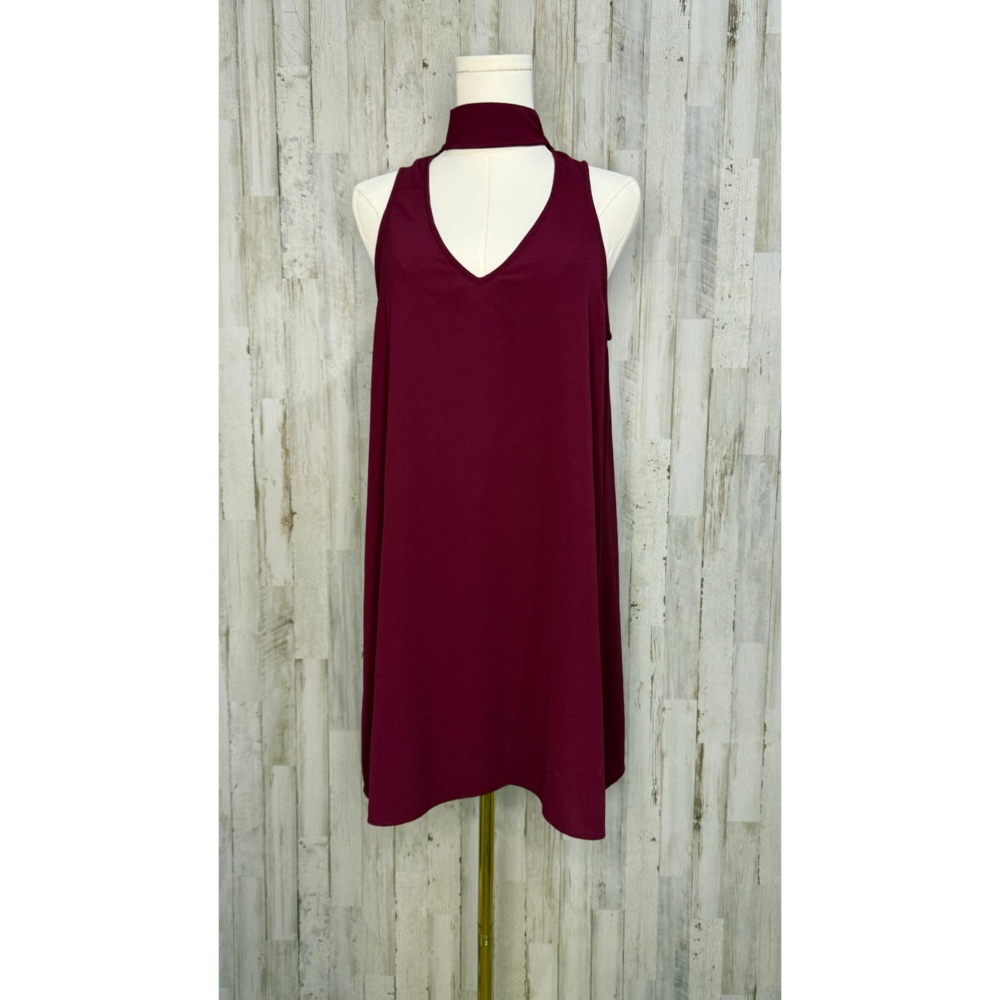 Show Me Your MuMu Women's Choker Shift Dress Burgundy Size Small Casual